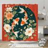 Koi Vis & Bloemen Douchegordijn - Waterverf Ontwerp, Polyester, 12 Haken, 70,8x70,8 Inch, Op de Natuur Geïnspireerd Decor