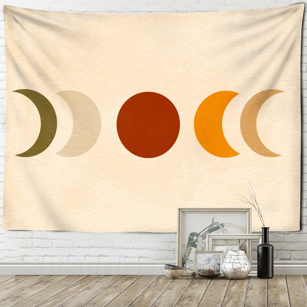 Bunte Menschliches Gesicht Abstrakte Linien Illustration Wandteppich Wandbehang Boho Psychedelische Hexerei Ästhetik Zimmer Heimdeko