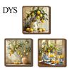 Vintage Lemon Oil Painting Decor Wooden Tabletop Sign, Pastoral Farmhouse Decorative Plaque with Handcrafted Art Iron Stand, Rustic Desktop