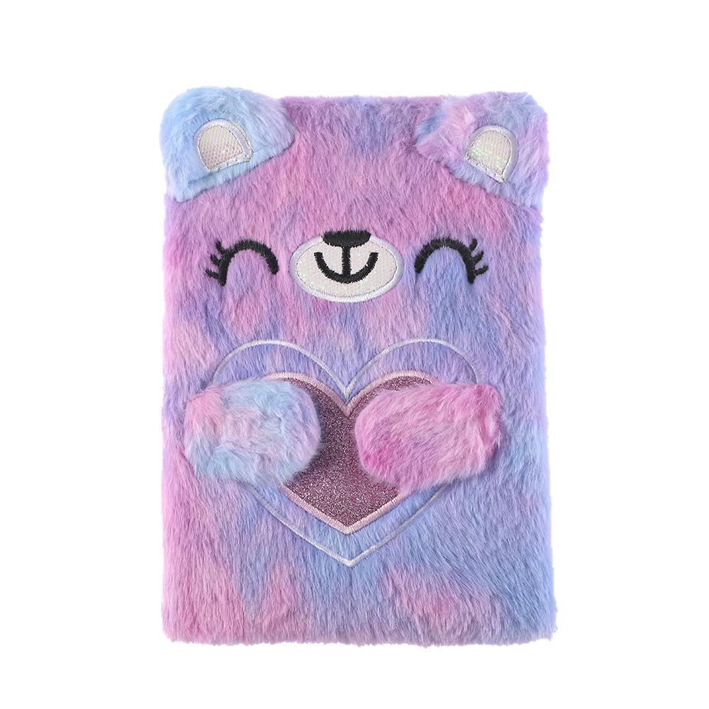 Přeshraniční plyšový zápisník s medvídkem a srdíčkem - kreativní studentský deník