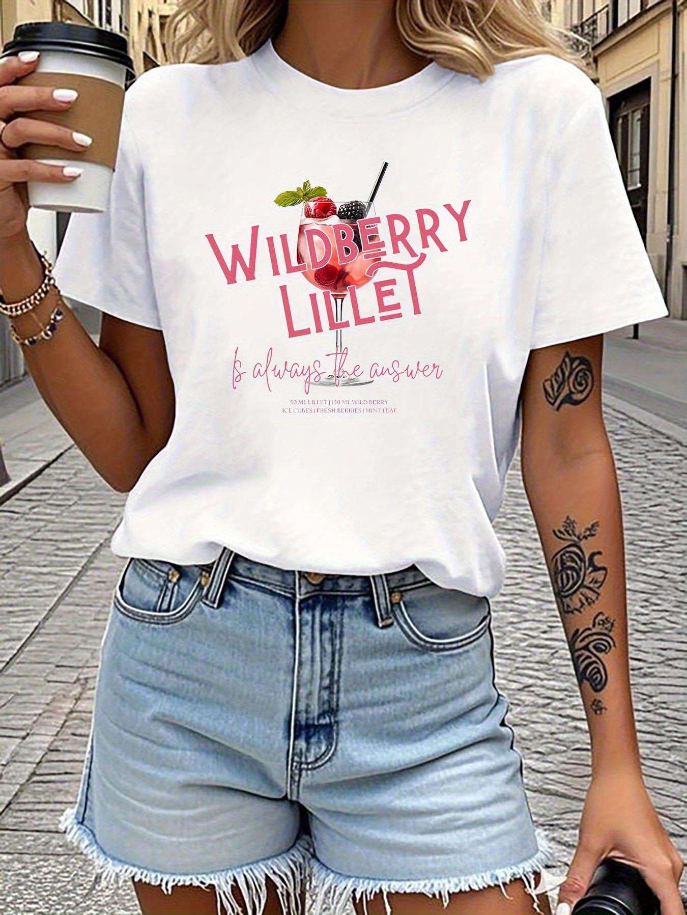 European sizes Boozy Style Wildberry Lillet - Themed Pattern Printed T - Shirt S белый