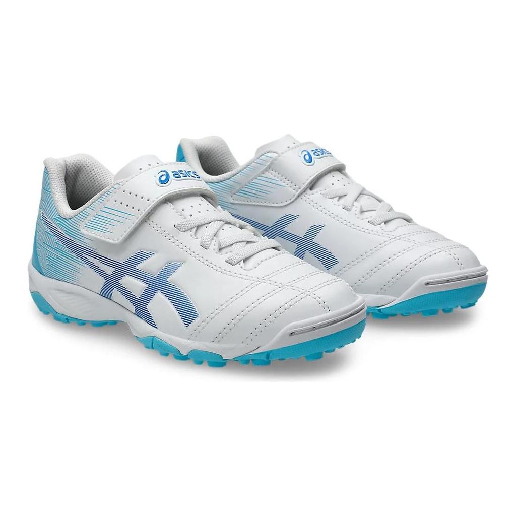 Asics Junior 6 TF Lightweight Versatile Shock Absorbing Durable Low Top Soccer Shoes Kids Soccer Shoes White Blue 1104A045-106