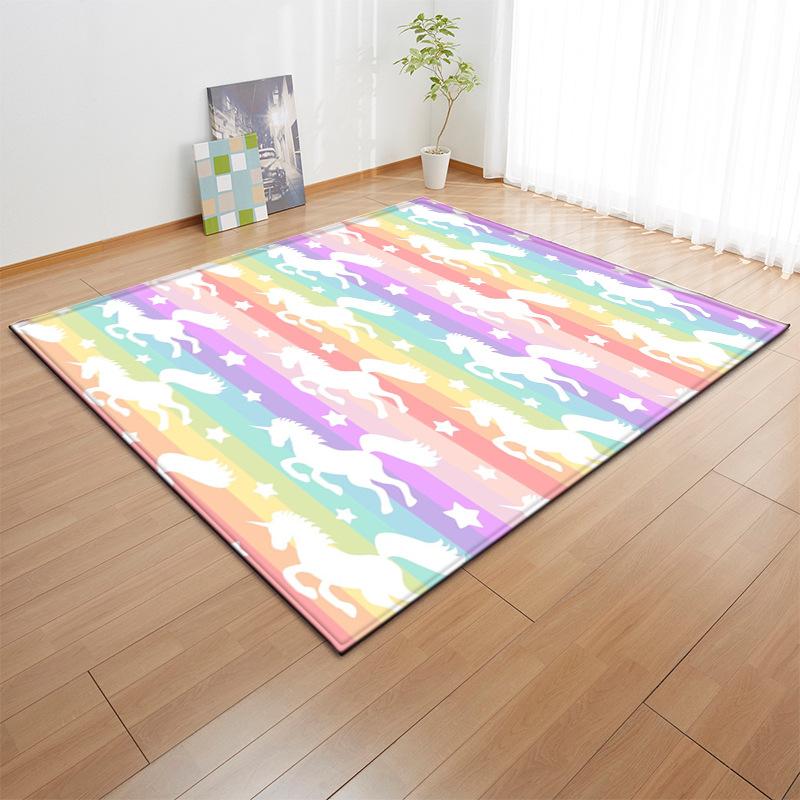 Cartoon Pink Rainbow Unicorn Carpet Soft Girl Room Rugs and Carpets for Home Living Room Cute Kids Bedroom Play Mat Home Decor