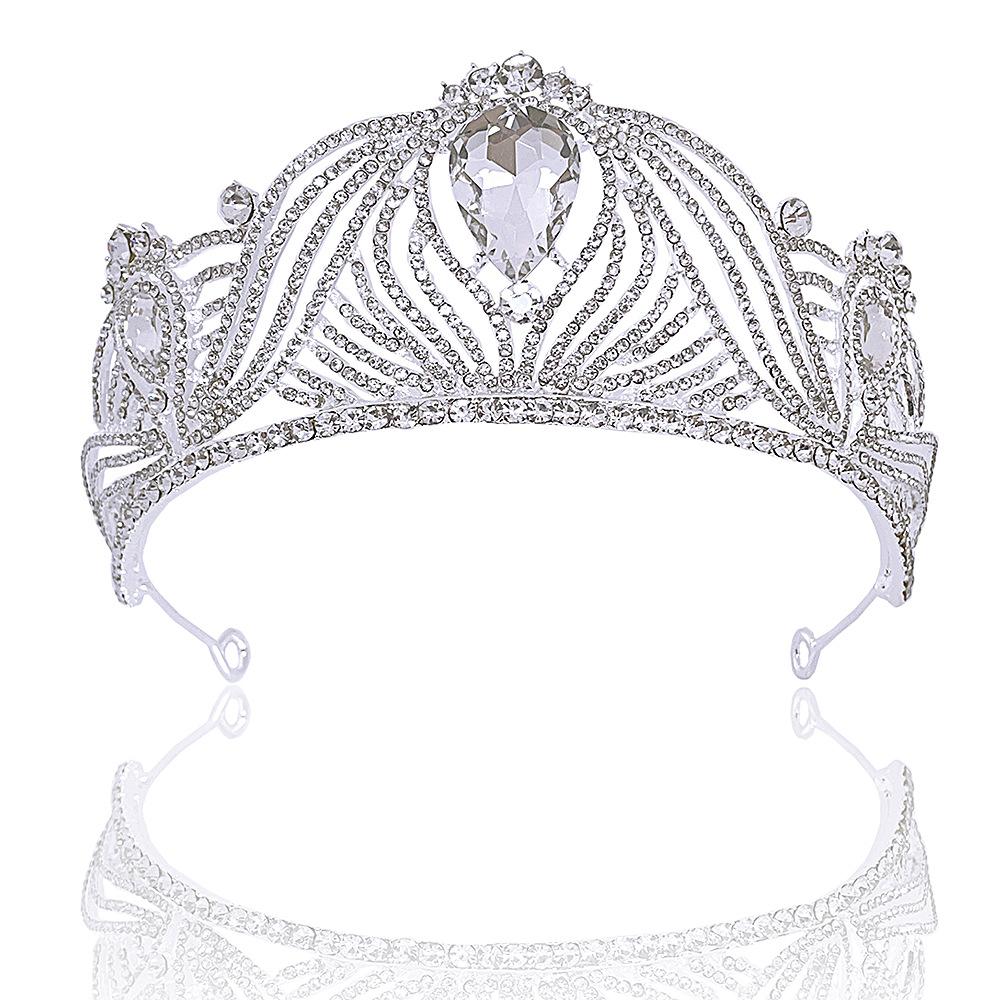 Catwalk Bridal Tiara Silver Large Rhinestone Crystal Bridal Crown Headband Wedding Hair Accessories Wedding Jewelry for Women