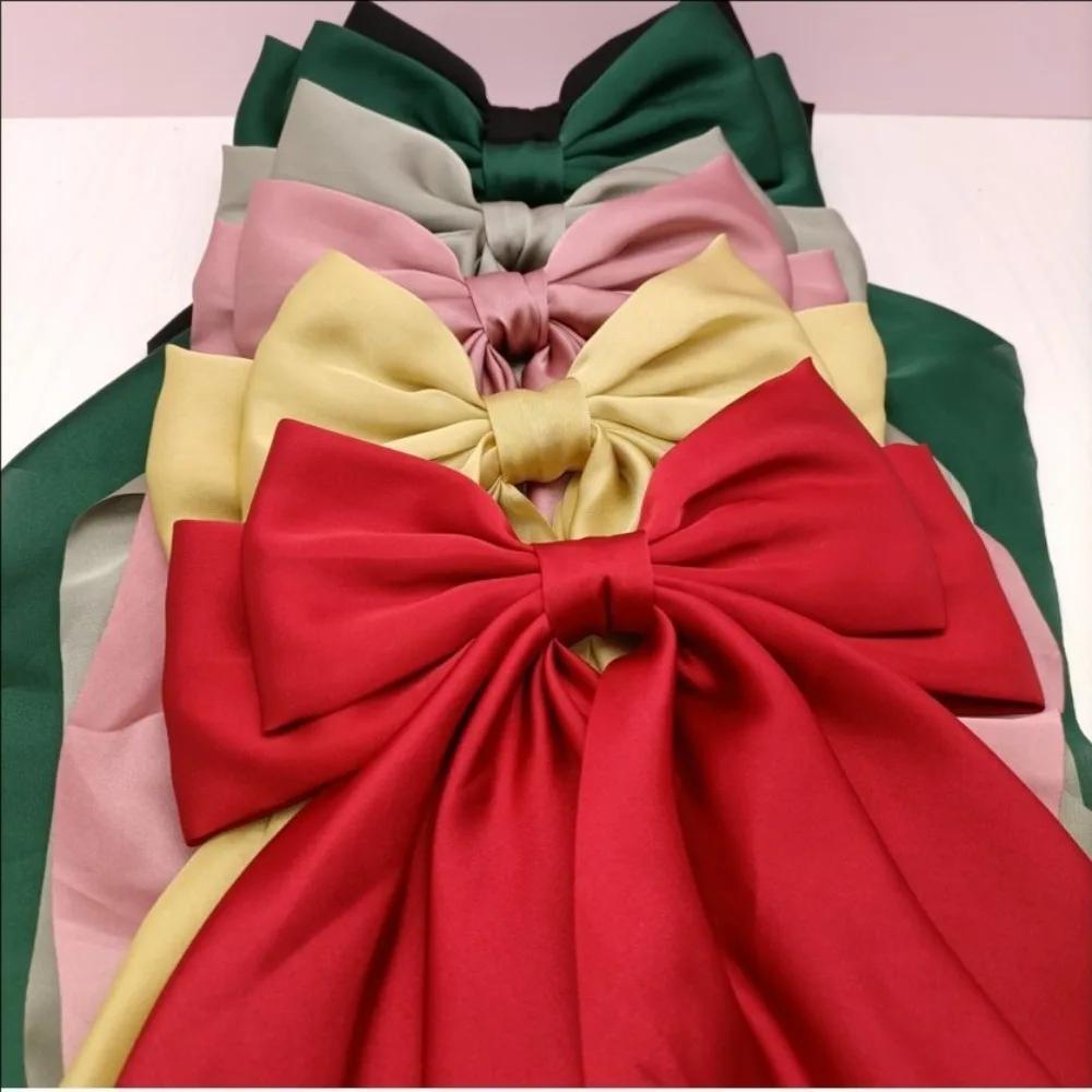 New Elegant Bow Ribbon Hair Clip Women Fashion Solid Bowknot Satin Hairpin Barrettes Girls Ponytail Clip Hair Accessories