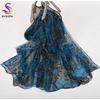 [BYSIFA] Ladies Silk Scarf Shawl New Long Scarves Fashion Brand Scarves Elegant Purple Blue Neck Scarf Beach Shawl Cover-ups