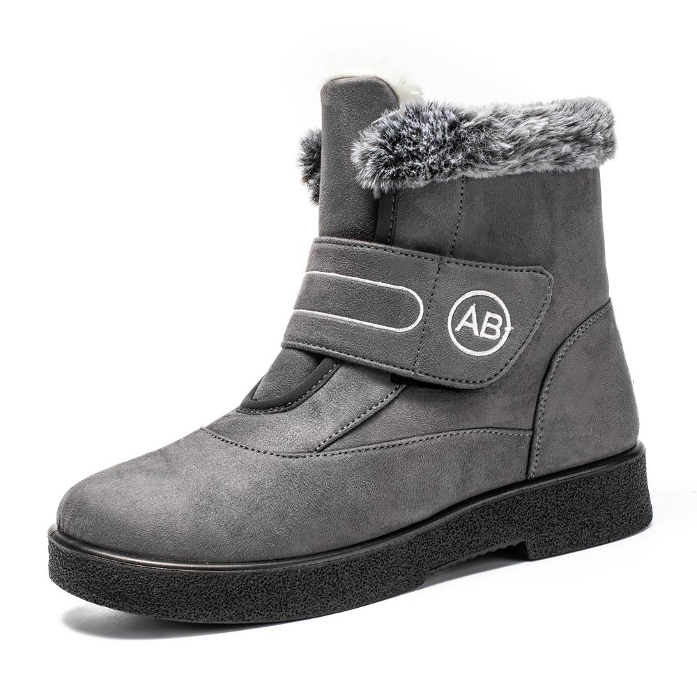 

Женские осенне-зимние сапоги из меха кролика с высокими бочонками, теплые, на липучках, водонепроницаемые, бархатные ботинки 44 серый