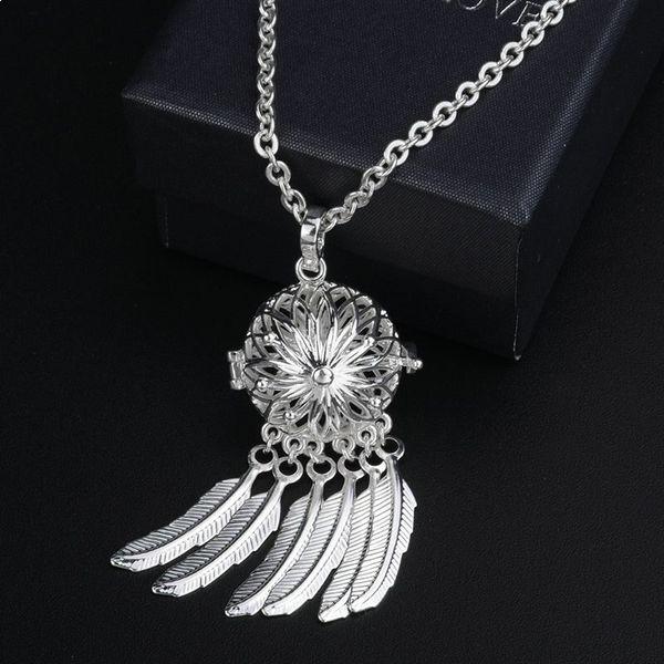 Necklace with Bola Pregnancy Flower Dream Catcher Pink Bell