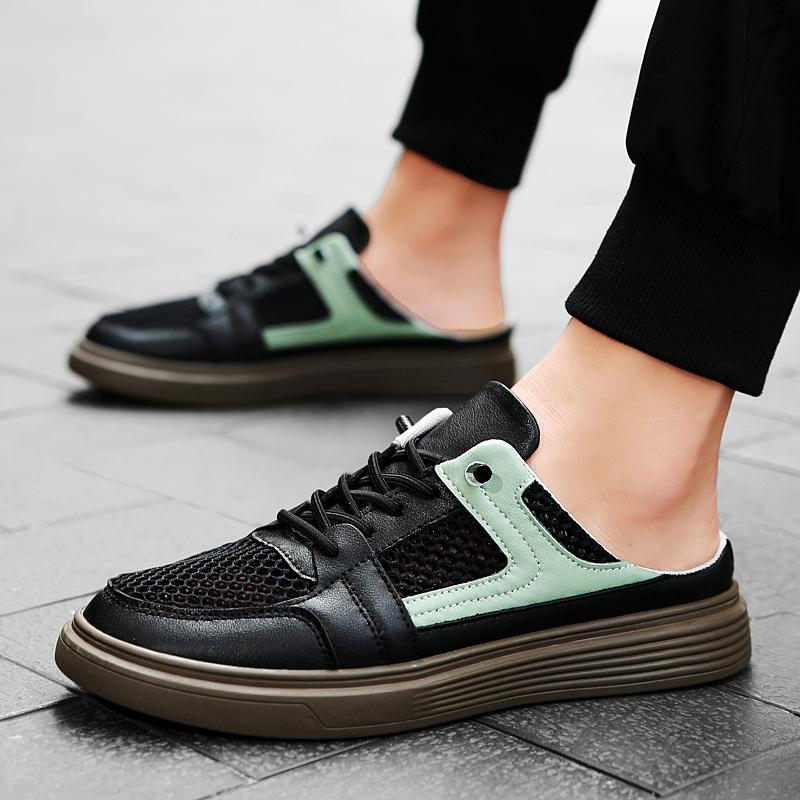 Fashion Men Hollow Out Slippers New Fashion Lazy Boat Shoes Men Comfortable Slip on Muller Shoes Breathable New Half Slipper Men Loafers