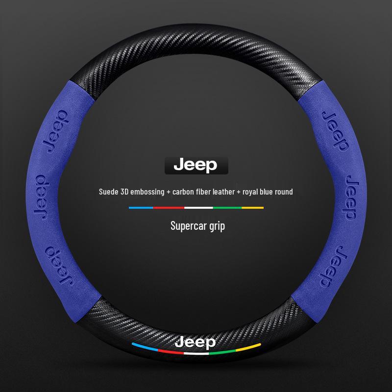 

Suede Carbon Fiber Steering Wheel Cover for 2016-2021 Jeep Cherokee - Men s and Women s Fit Standard