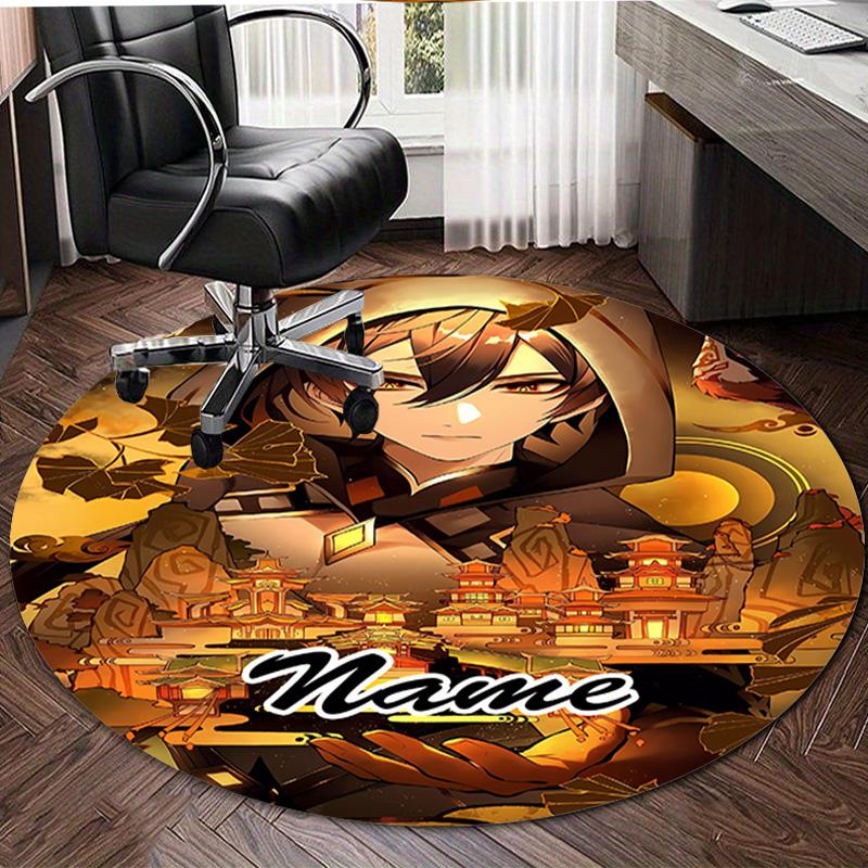 Personalized Genshin Impact Round Chair Office Rug - Perfect for Mat, Office Chair & More - Ideal Gift for Birthdays and Holidays