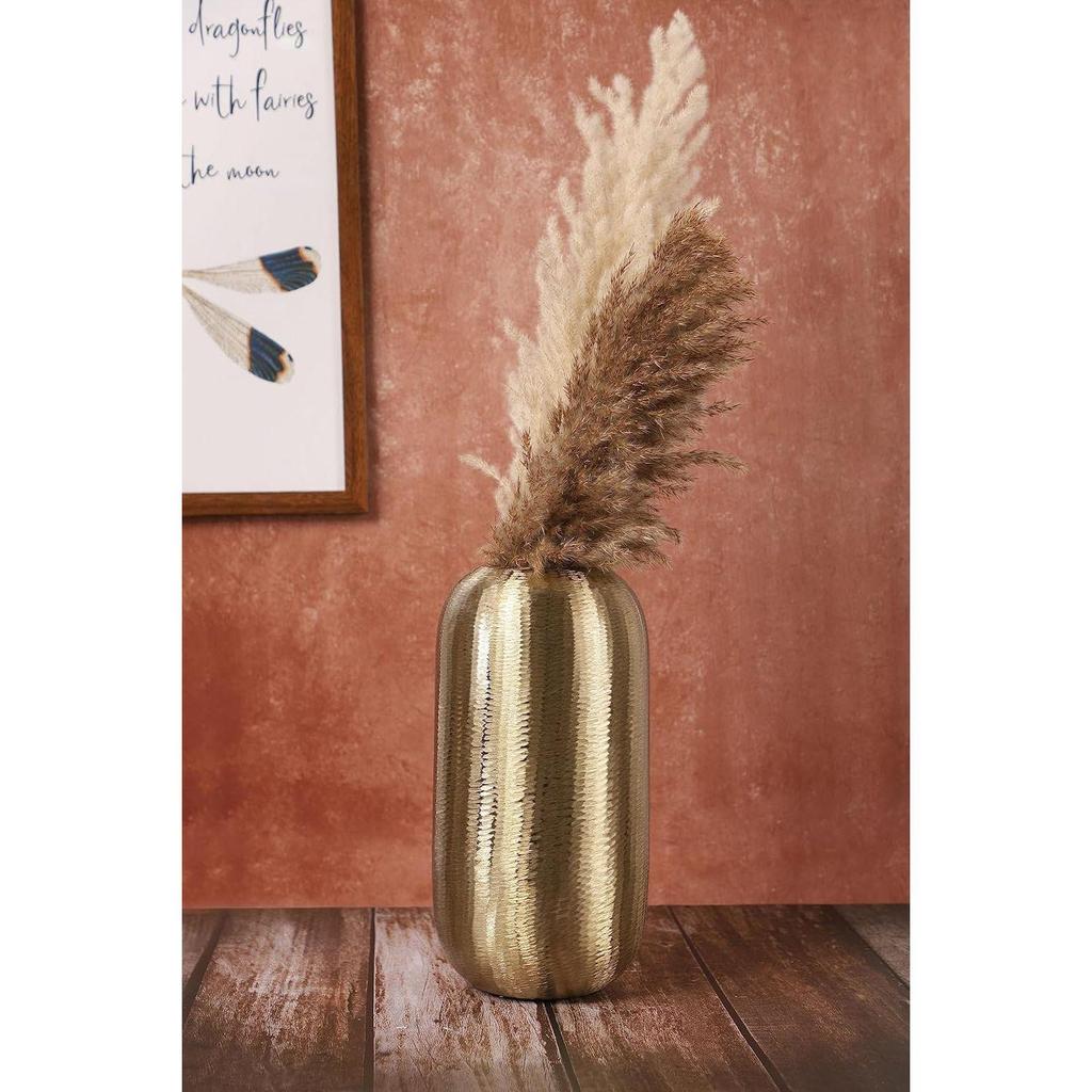 Flower Vase for Living Room Gold Metal Flower Pot for Living Room Decor | Antique Minimal Centerpiece