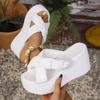 Summer New Slope Thick Bottom Women's Slippers Fashion Versatile Women's High Heels Slippers Casual Cross Belt Slippers