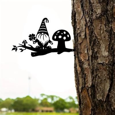 1pc Add a Touch of Whimsy To Your Garden with This Metal Branch Gnome Decoration Wall Art Home Decoration for Garden Party Decor