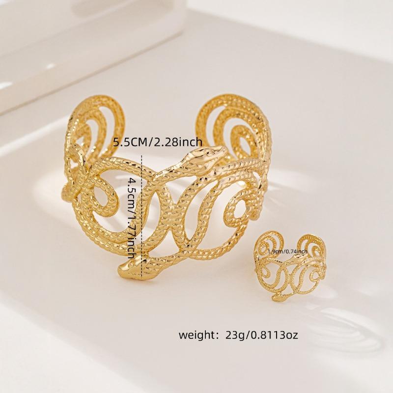 Meier Trendy snake bangle & snake ring set - unique women s jewelry золотой