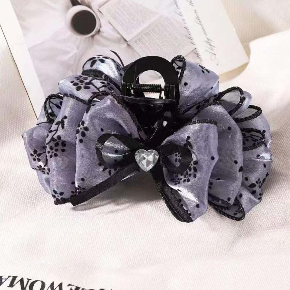 Rhinestone Heart Bubble Grip Clip Embellishment Fluffy Hair Claw Fashion Women's Hair Clip