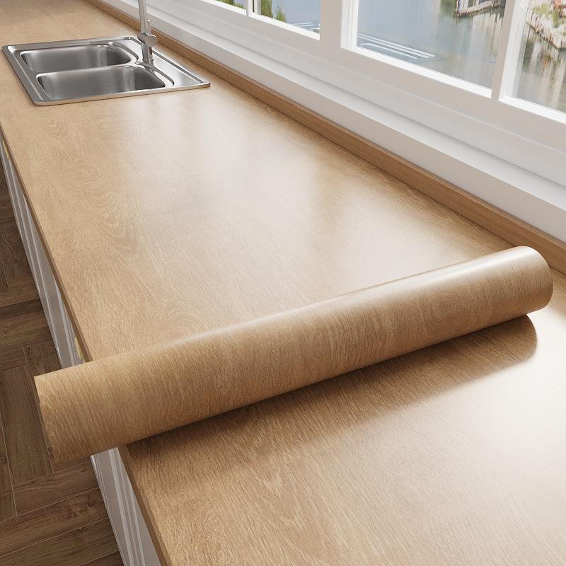 Wood Grain Self-Adhesive Film for Furniture Renovation - Cabinet, Wardrobe, and Desktop Imitation Wood Finish.