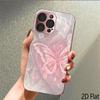Pink Butterfly 2DFlat For iPhone17 18 16 15 14 13 12 11 Pro Max XS XR 8 7Plus Phone Cover Shockproof Protective Back Cover
