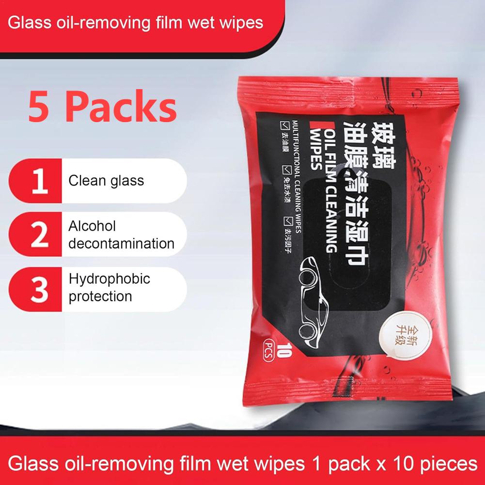 300-10Pcs Car Glass Oil Film Removal Wipes Car Window Glass Oil Film Remover Oil Film Cleaning Wipes Car Oil Stain Cleaner
