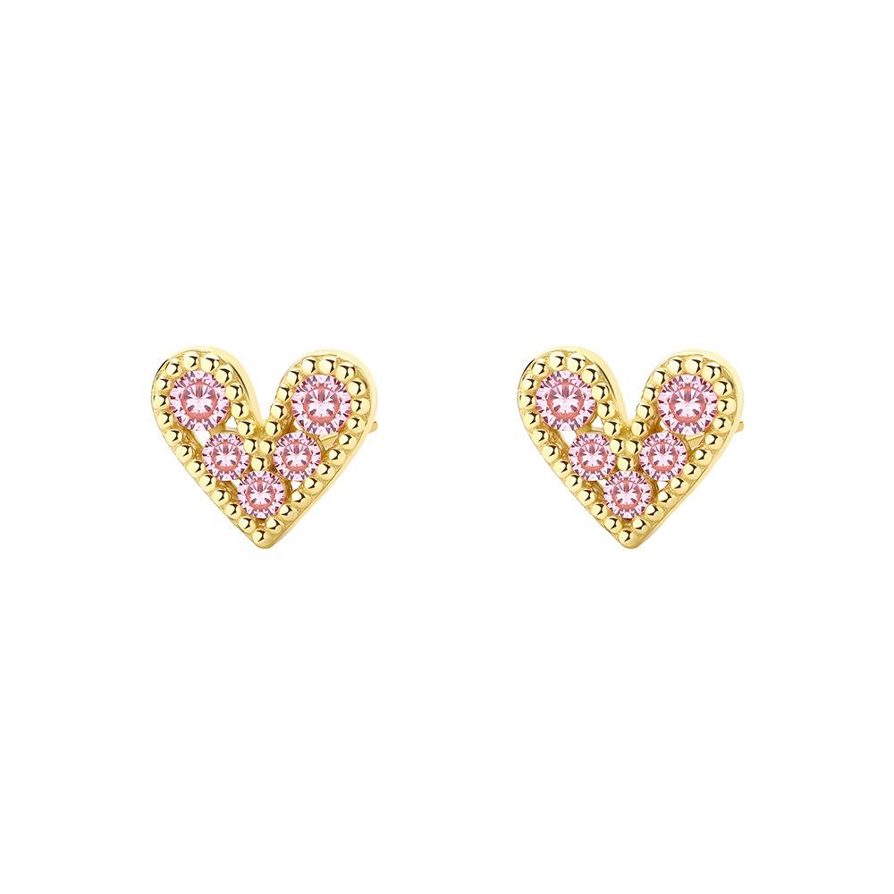 

Real 925 Sterling Silver Fashion Exquisite Zircon Heart Stud Earrings for Women Wedding Birthday Present Jewelry