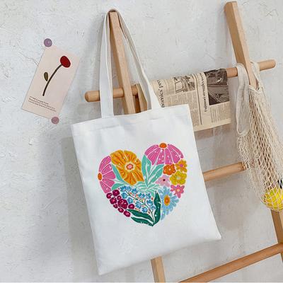 Flowers Boho Wildflowers Flower Printed Canvas Bag Casual Handbag Women Large Capacity