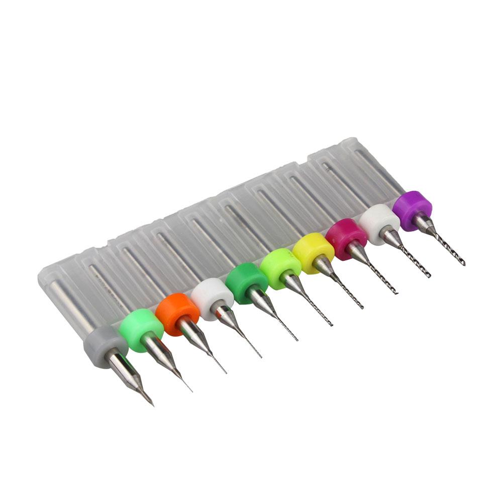 10pcs 0.1 1.0mm PCB CNC Print Circuit Board Carbide Micro Drill Bits Set Tool