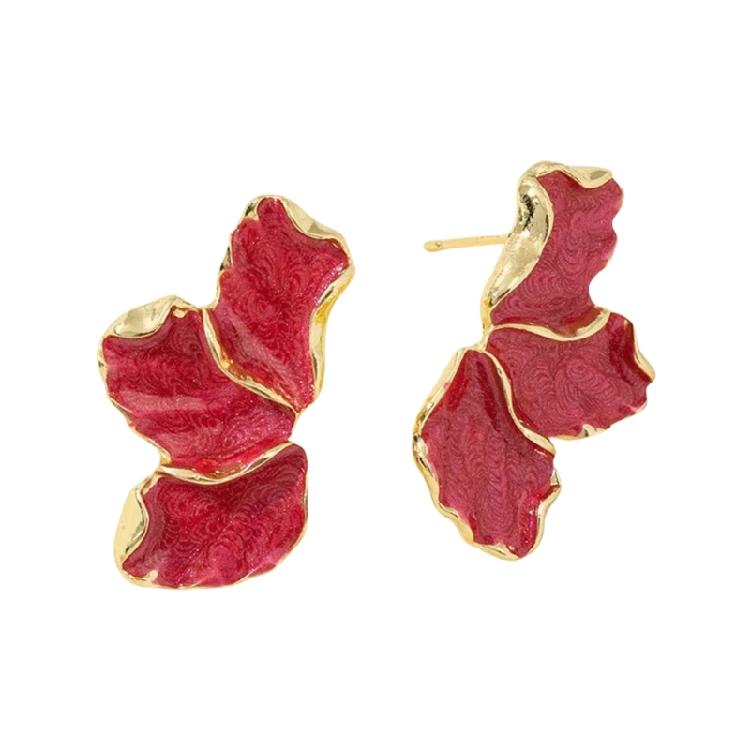 Retro Inspire Maple Leaf And Flower Earrings With Oil Drip Detailing Portable for Enhancing Fashionable Outfits
