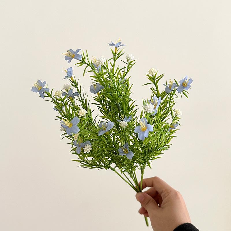 7 Fork Artificial Flower Water Plants Jasmine Wild Chrysanthemum Fake Flower Arrangement with Grass Home Outdoor Wedding Decor