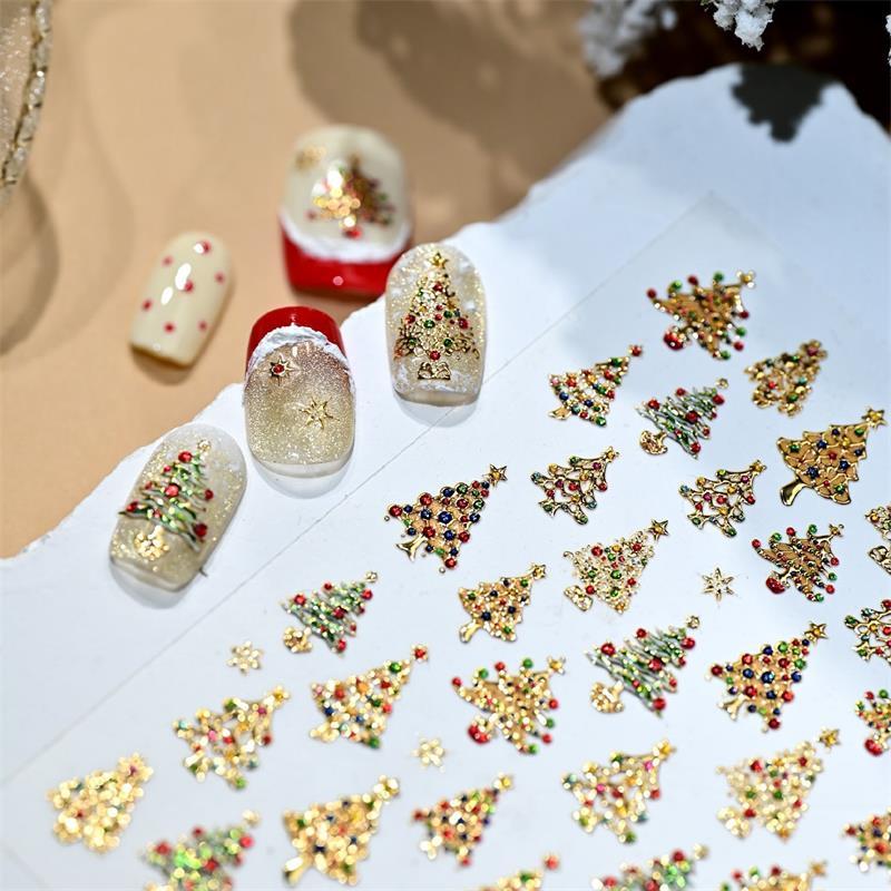 Cute Christmas Style Ball Colored Lights Christmas Tree Nail Art Print Stickers Manicure Decals Stickers Nail Decor Gift