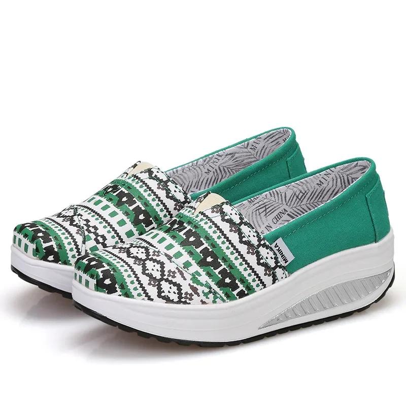 Women's Wedge Loafers Platform Rocking Shoes Light Weight Zapatillas Sports Shoes for Woman Breathable Slimming Swing Shoes