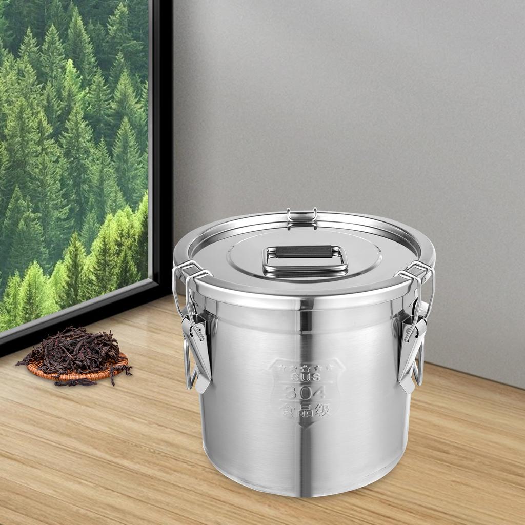Premium 304 Stainless Steel Rice Storage Container, 12L/3.17gal Airtight Kitchen Grain Bin, Free Standing Food-Grade Canister