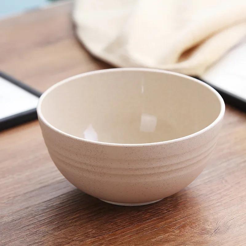 2 Size Round Wheat Straw Bowl Anti-fall Soup Bowls Children Japanese Bowl Sets for Noodles Snack Beauty Table Accessories
