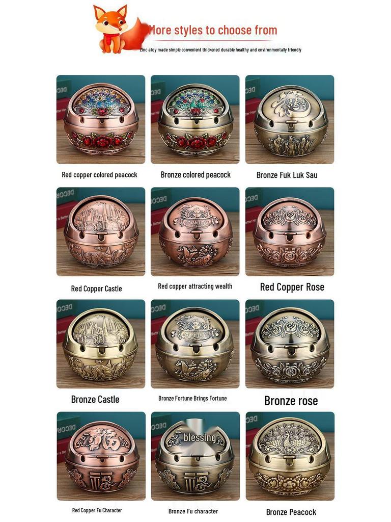 European Style Ashtray with Lid: Trendy, Drop-Proof, Anti-Fly Ash, Odor-Resistant, Luxury Living Room Decor.