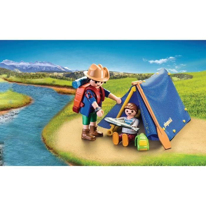 PLAYMOBIL 9323 Valisette Campeurs, Sports Et Action, 2 Personnages, Tente, Canoë Et Accessoires, 32 Pièces, Dès 4 Ans