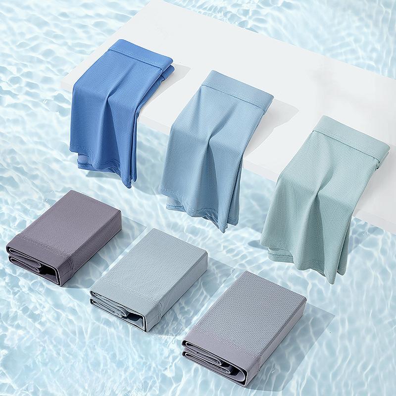 5pcs Men's Underwear Men's Summer Thin Mesh Ice Silk Flat Corner Shorts Four Corner Shorts Boxer Brief