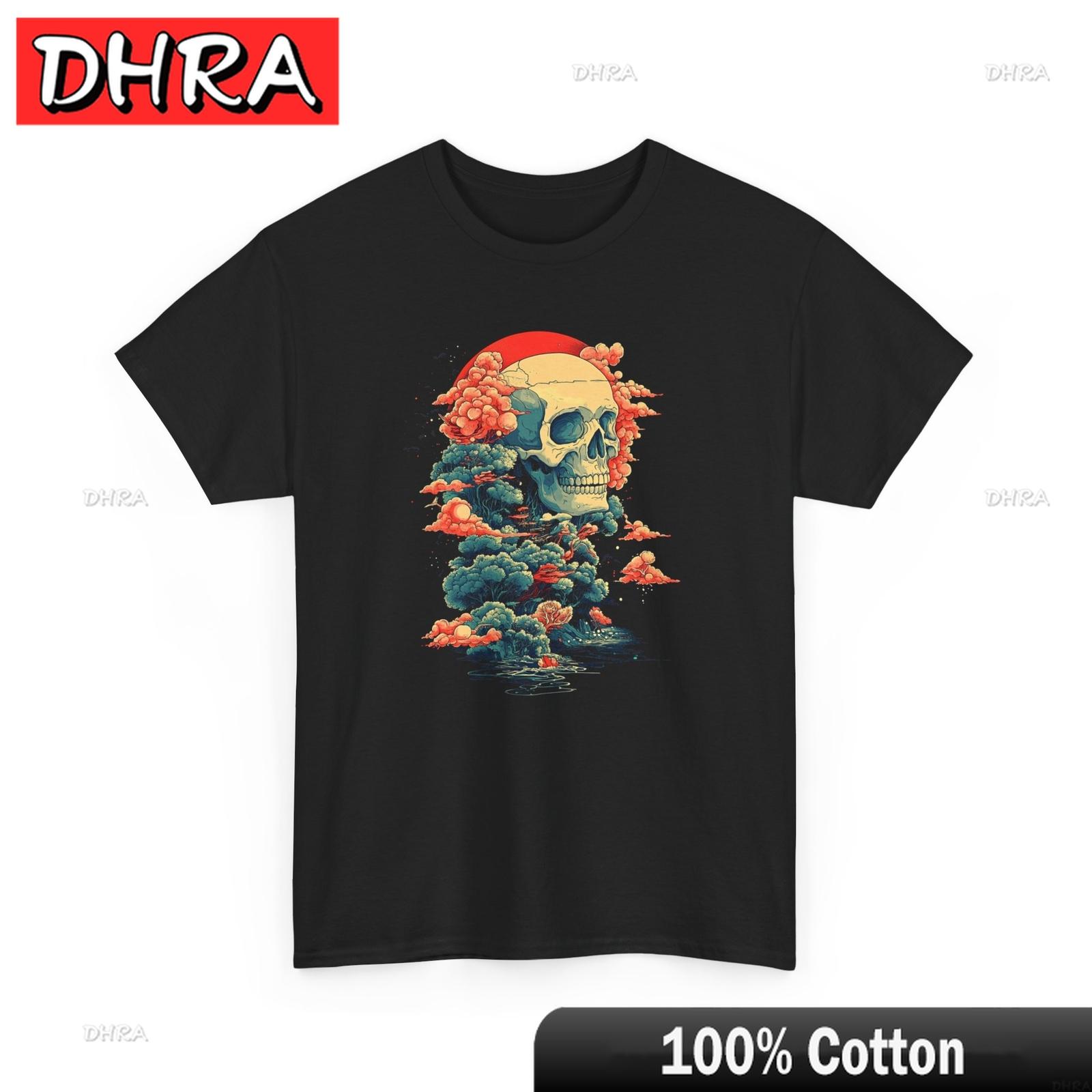Surreal Japanese Skeleton Skull TShirt Elegant Bird Ukiyoe Art Shirt Aesthetic Urban Casual Teen Tshirts Comfy Chic Bold Tee S