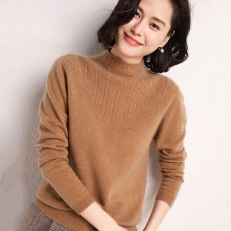 Semi-turtleneck Sweater Women's Short Pullover Loose and Thin Outer Wear Knitted Sweater Warm Inner with Thickened Bottoming Shirt