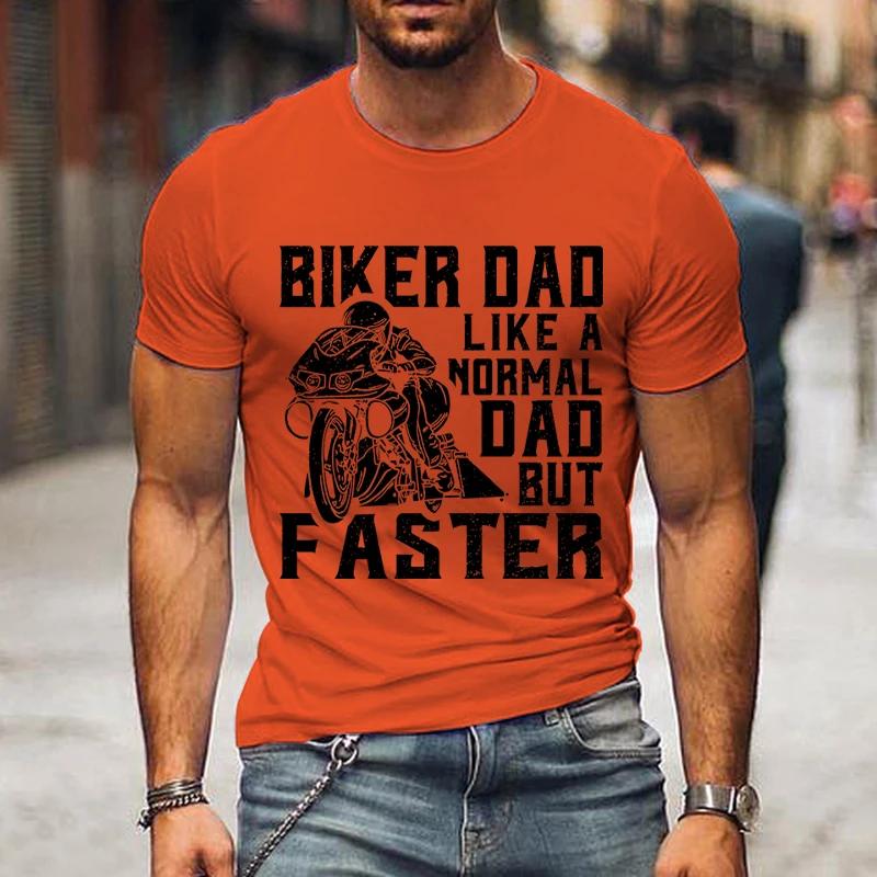 New Biker Dad Print Men's T Shirt Funny Fashion Father Day Gifts Tee Harajuku Letter Graphic T Shirts Men Casual Street T-shirt