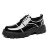Leather Shoes Men's 2025 Youth Casual British Style Derby Shoes Platform Wedding Black Big Head Leather Shoes 2025
