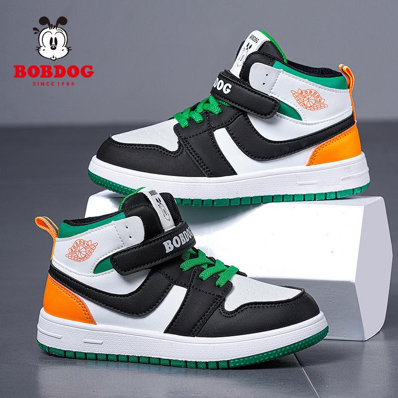 2025 New Girls' High-Top Leather AJ Sneakers: Autumn/Winter Cotton Shoes for Middle-Aged Children