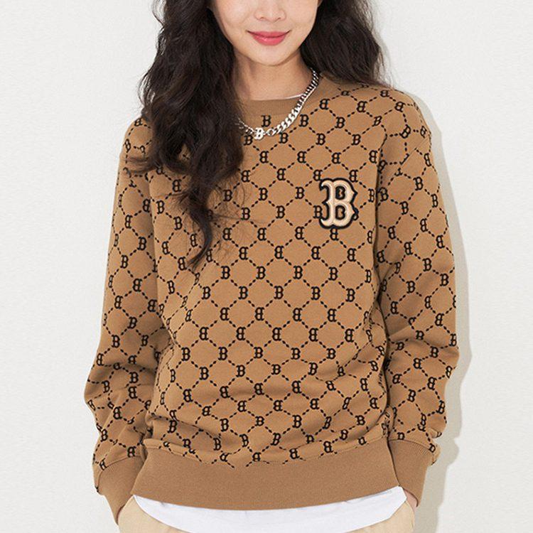MLB Old Flower Sweatshirts Unisex Brown Crew Neck Moderate Regular 3AMTM0314-43BGD