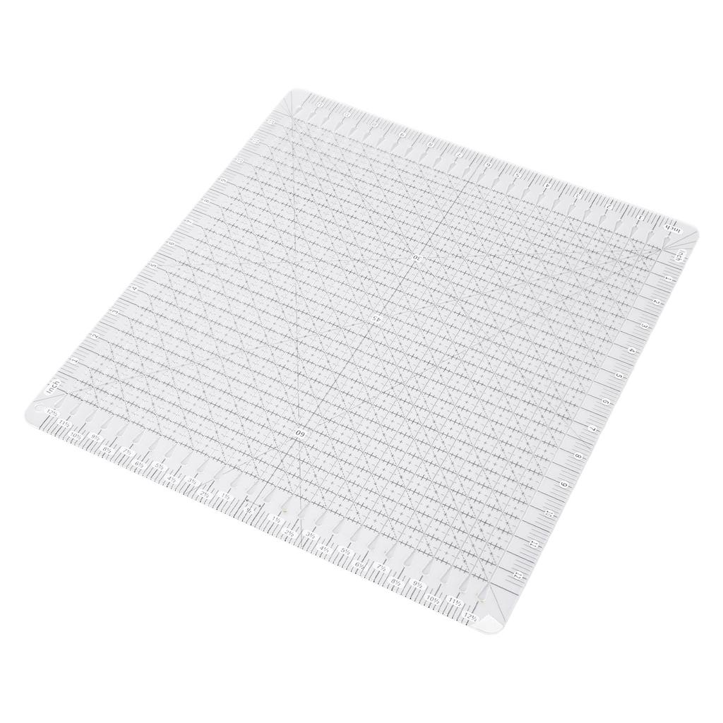 Quiltschablone Lineal 12,5x12,5 Zoll Acryl Transparent Zweifarbige Linie Multifunktionales Näh-Quiltstreifenlineal für