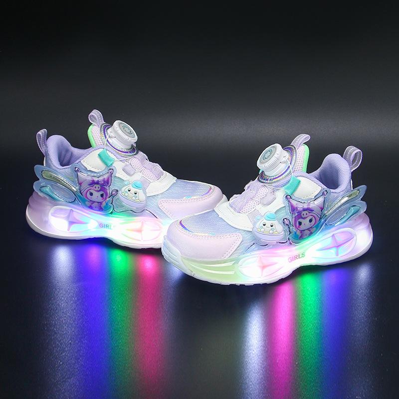 Light-up girls' sneakers, mesh, breathable, lightweight, versatile girls' shoes, trendy shoes for young girls