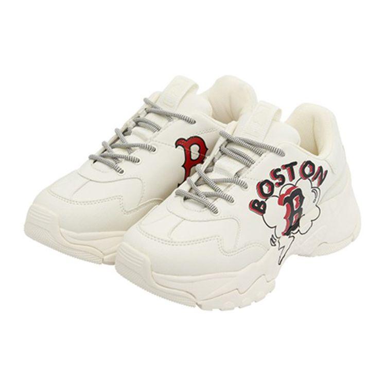 MLB Big Ball Chunky Boston Red Sox Fabric Leather Casual Shock Absorbing Non-Slip Wear-Resistant Breathable Low-Top Dad Shoes 32SHCE111-43I