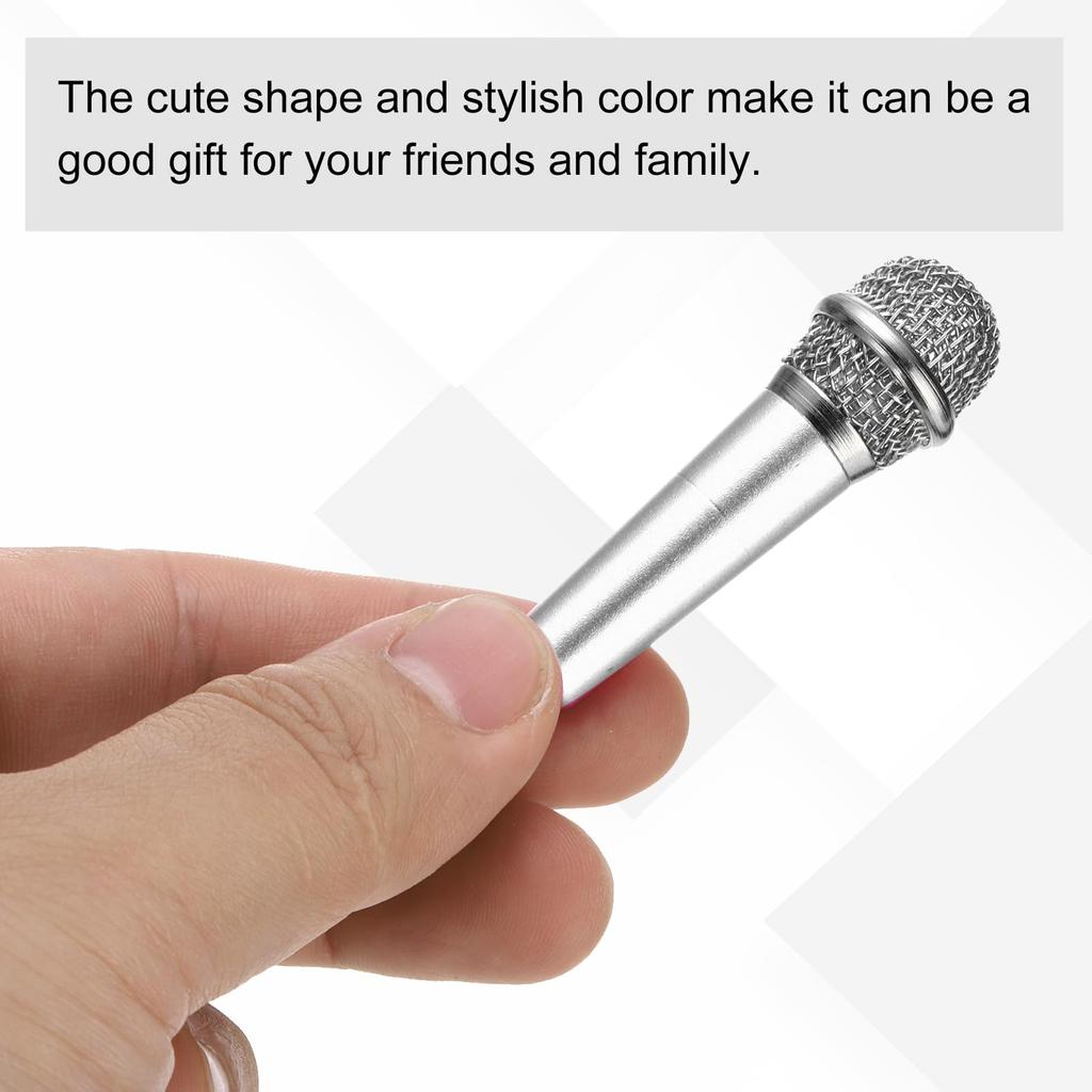 uxcell Mini Phone Microphone with Sponge Cover for and Computer Pack of 2 Microphone, Type-C Recording, Singing, Use, Silver,