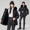 Medium and long female and small, new winter thin temperament piled and thickened padded jacket