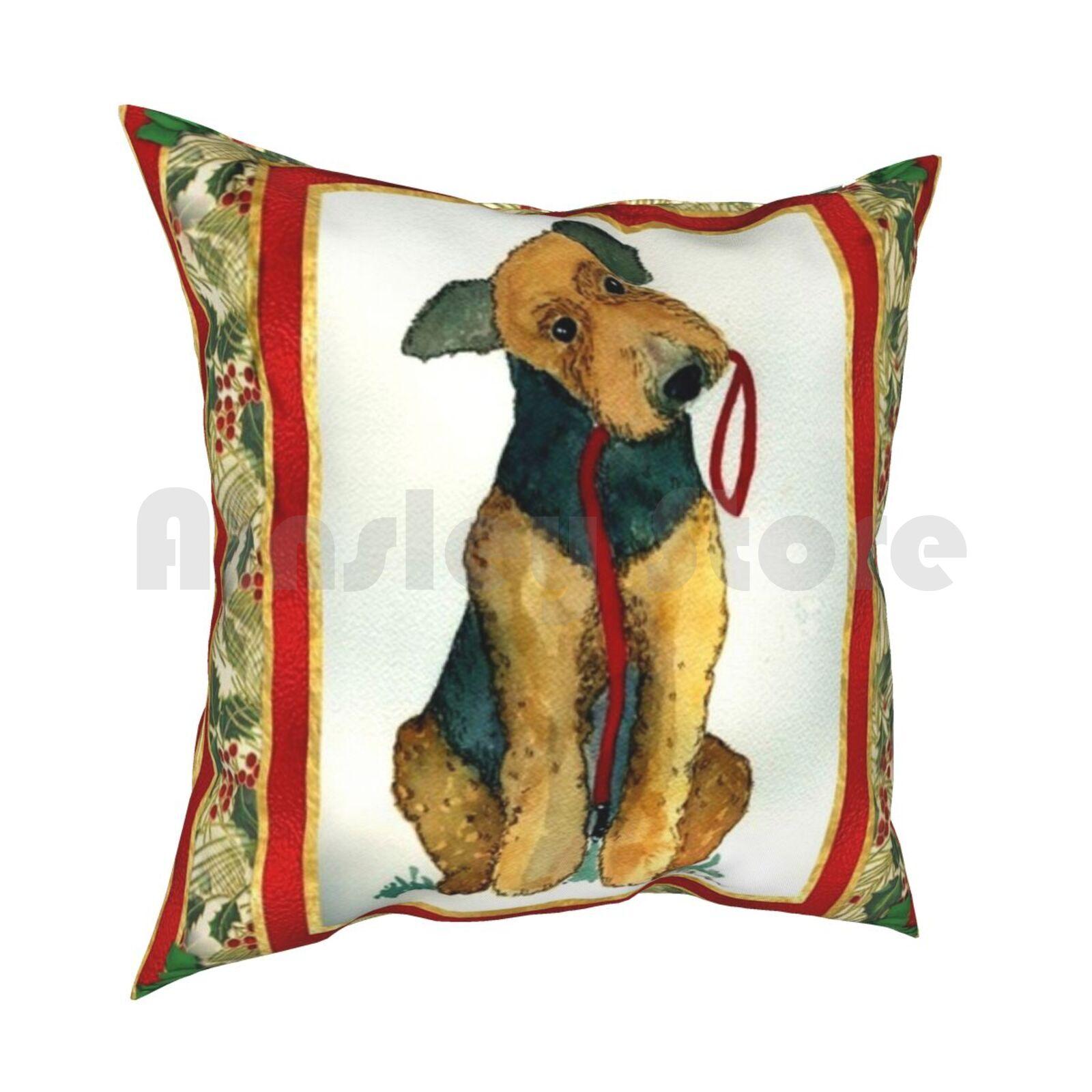 Airedale Terrier Dog Christmas Pillow Case Printed Home Soft Throw Pillow Airedale Terrier Dog Christmas 30cmx30cm