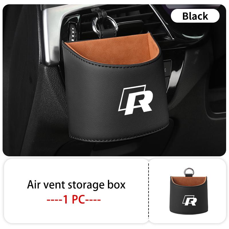 WET1 Car Air Vent Pocket Storage Box Nappa Leather Vent Hanging Organizer For Volkswagen VW Golf 4 5 6 7 Polo Jetta Sagitar Magotan
