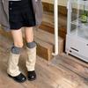 Women Colorblock Knit Foot Cover Socks Gothic Flared Baggy Leg Warmer Streetwear