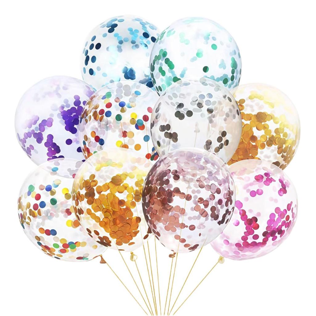 12" Transparent Sequin Balloon with Confetti - Colored Balloon for Christmas Party Decor